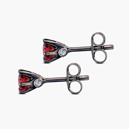 Kolczyki The Journey: czarne złoto, rubiny